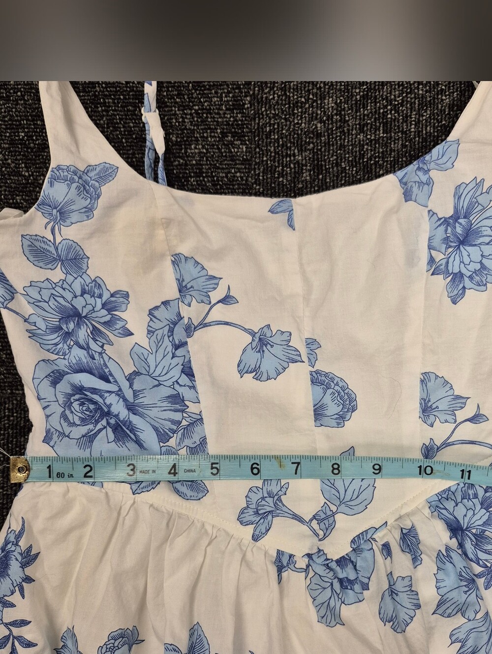 Trixxi Los Angeles Blue Floral Toile Cotton Midi Dress Medium - Picture 7 of 10